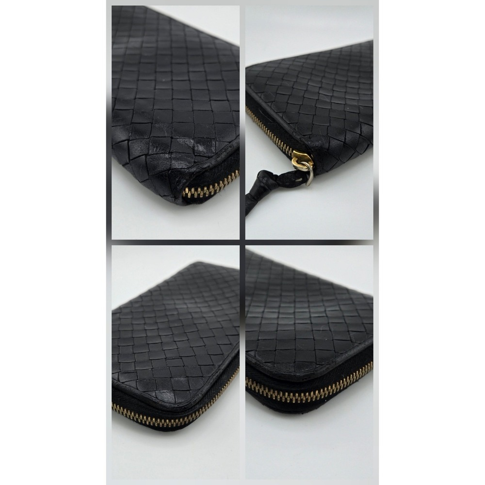 Bottega Veneta Intrecciato Leather Zip Around Wallet Black 114076 V0013 1000 - Picture 4 of 10